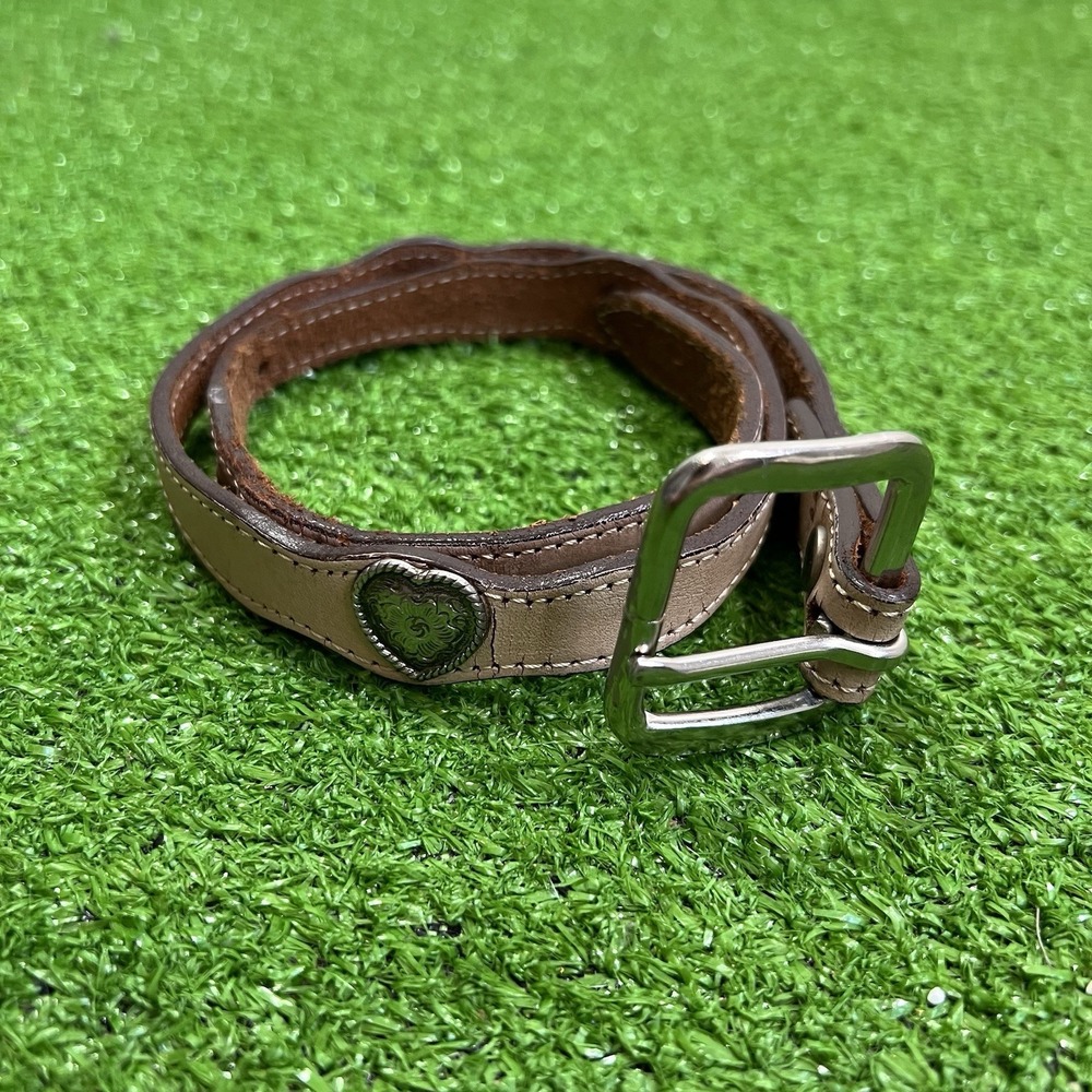 vintage girls western belt one size Leather W/ Hearts‎ Circle Y y2k USA Made